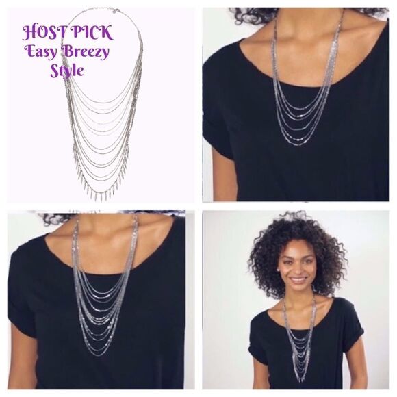 stella & dot ~ lindsay silver layering necklace - Picture 7 of 7